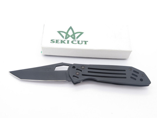 Vtg Seki Cut SC-143 Framelock Folding Pocket Knife ATS-34 Tanto G Sakai (Black)
