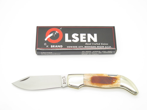 Vintage Olsen OK 157 Imai Seki Japan 4.25" Folding Lockback Pocket Knife Crack