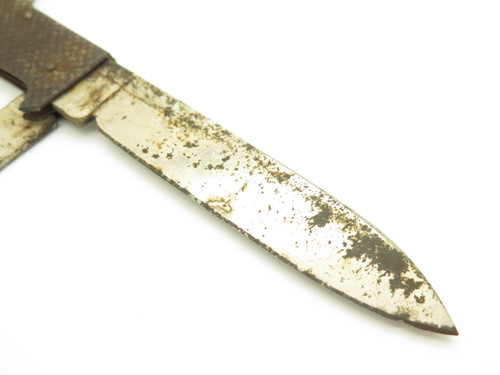 Vintage Unmarked Metal Folding Corkscrew Can Opener Multi Tool Knife