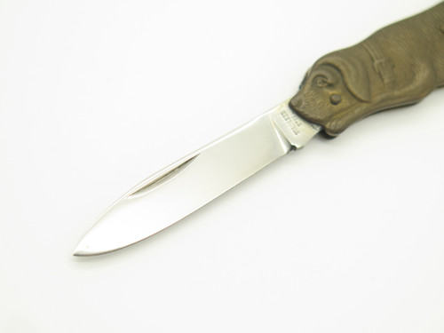 Vintage Seizo Imai Prototype 5 Seki Japan Novelty Brass Dog Folding Pocket Knife