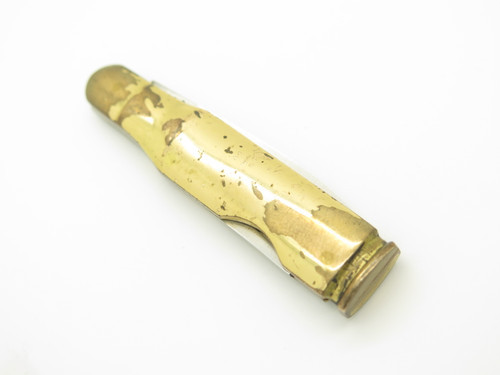 Vintage Valor Rifleman Bullet Seki Japan Small 2.5" Brass Folding Pocket Knife