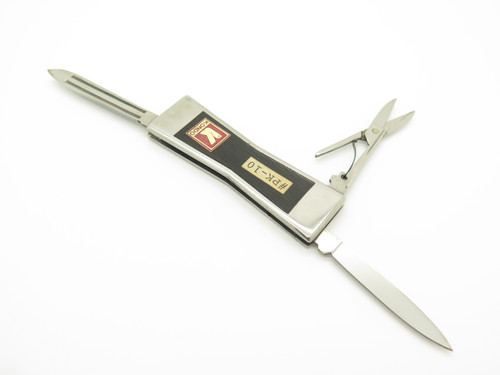 Vintage C.I. Compass Silver Pal Wood Seki Japan 2.62" Scissor Folding Knife
