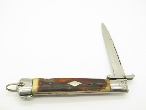 Vintage 1960s Seki Japan Prototype 5" Stag Folding Swing Guard Pocket Knife