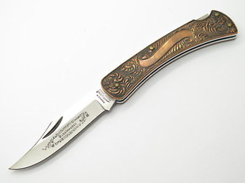 Vtg Parker Custom Seki Japan Renaissance Copper Scroll Folding Knife