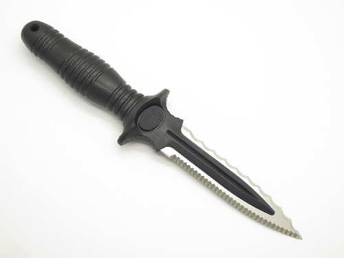 Vintage 1980s Explorer Seki, Japan Black Plastic Serrated 4.5" Blade Dagger