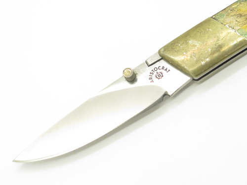 Vtg Aristocrat Majestic Seki Japan AUS-8 Wood 3.5" Folding Pocket Knife (Blem11)