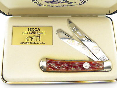 1992 Queen City Sargent NKCA Club Trapper Folding Pocket Knife In Case