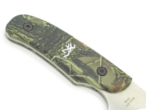 Browning 42 Elk RMEF 7" Fixed Camo Handle Stainless Hunting 4 Knife Set Combo