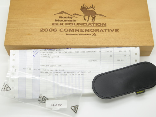 '06 RMEF Commemorative Elishewitz Design Fox Limited Stag Damascus Folding Knife