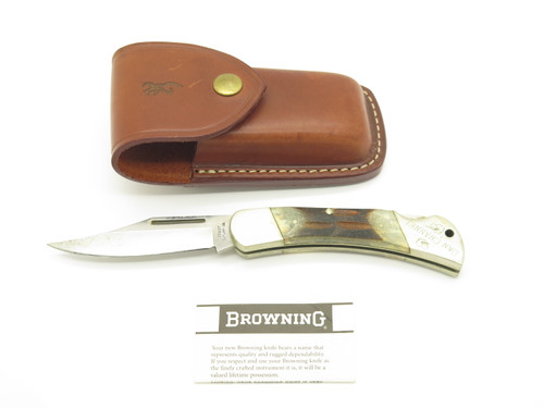 Coast Cutlery Seki Japan Stag Folding Pocket Knife & Browning Sheath