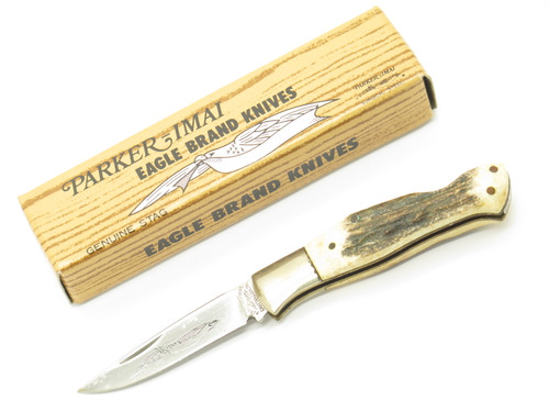 Vintage 1978-82 Parker Brothers Eagle K133-D Imai Seki Japan Stag Folding Knife