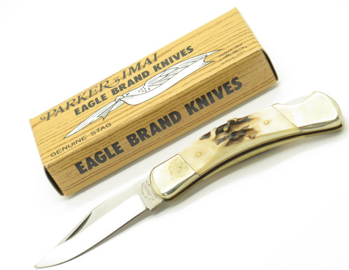 Vintage 1978-82 Parker Brothers Eagle K248-E Imai Seki Japan Stag Folding Knife