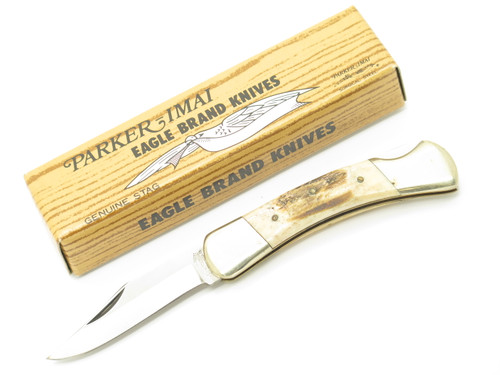 Vintage 1978-82 Parker Brothers Eagle K247-D Imai Seki Japan Stag Folding Knife