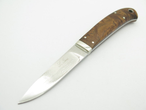 Seizo Imai Seki Custom Loveless Med. Caper Wood Handle VG-10 Damascus Fixed Knife