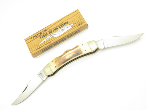 Vintage 1980s Parker Imai Seki Japan K236 Stag Folding Lockback Pocket Knife - E