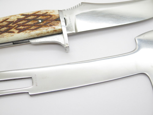 Vintage 1978-82 Parker Brothers Imai Seki Japan Bone Fixed Knife Hatchet Combo