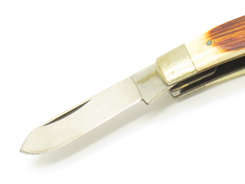 Vintage 1980s Parker Imai Seki Japan K296 Bone Stockman Folding Pocket Knife