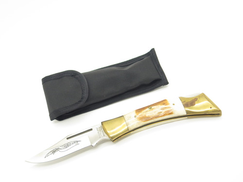 Vintage 1980s Parker Imai Seki Japan K267-B Stag 5" Folding Hunter Knife