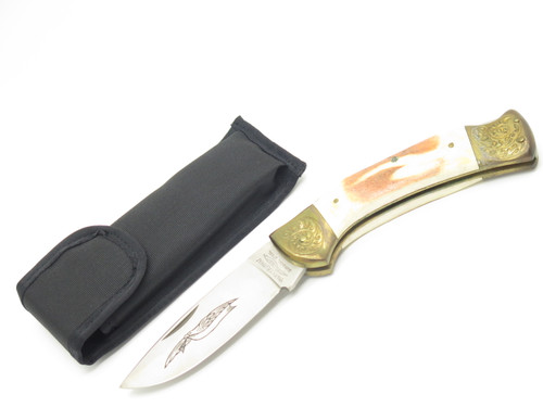Vintage 1980s Parker Imai Seki Japan K115-C Stag 4.62" Folding Hunter Knife