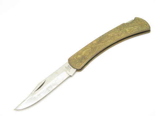 Vintage 1980s Parker Imai Seki Japan Brass 4.87" Folding Hunter Lockback Knife
