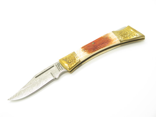 Vintage 1980s Parker Imai Seki Japan K267 Jigged Bone 5" Folding Hunter Knife