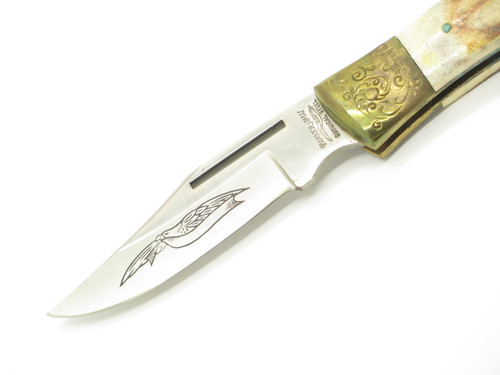 Vintage 1980s Parker Imai Seki Japan K267-C Jigged Bone 5" Folding Hunter Knife