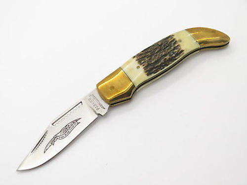 Vtg 1980s Parker Seki Japan Stag Mini Folding Hunter Clasp Pocket Knife