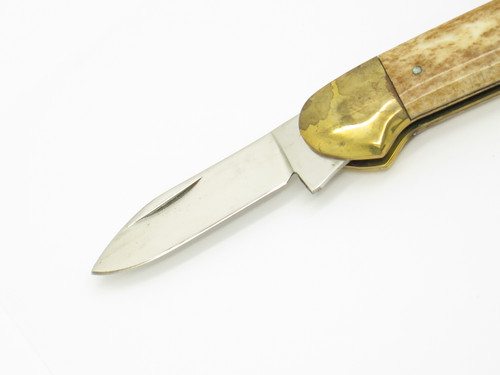 Vintage 1980s Parker Imai Seki Japan 3.75" S-C Bone Canoe Folding Pocket Knife