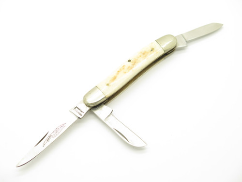 Vintage 1980s Parker Imai Seki Japan Bone 3.25" Stockman Folding Pocket Knife
