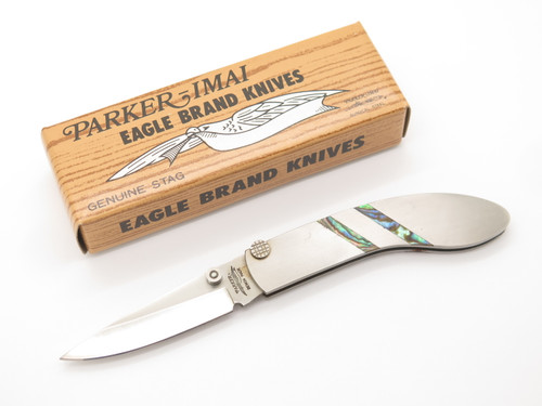 Vtg '80s Parker Benchmade Imai Seki Japan S Abalone Toplock Folding Pocket Knife