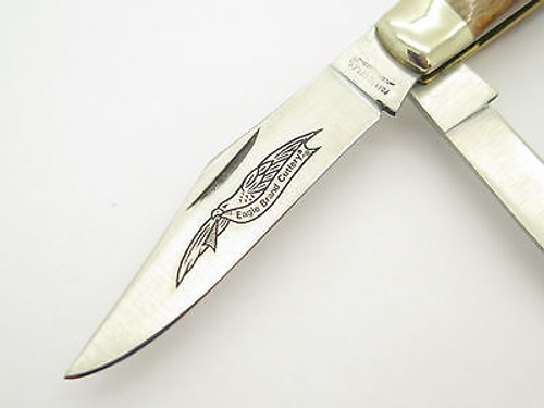 Vtg Parker Eagle Jigged Bone Handle 3 Blade Stockman Folding Pocket Knife