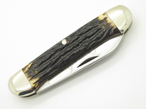 Vtg 1973-1975 Queen Cutlery #64 Canoe 2 Blade Folding Pocket Knife