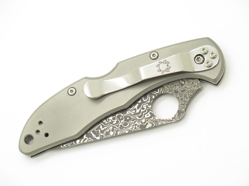 Spyderco Delica 4 Seki Japan Titanium VG-10 Damascus Folding Pocket Knife