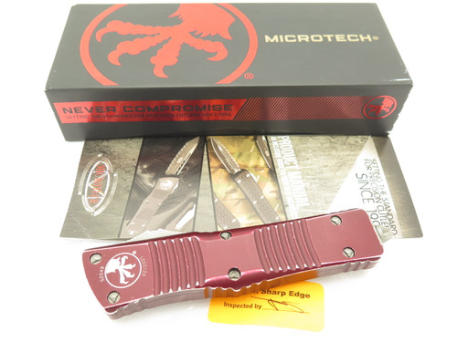 2021 Microtech 142-10 DMR Combat Troodon D/E Distressed Merlot Red Apocalyptic Standard OTF Auto