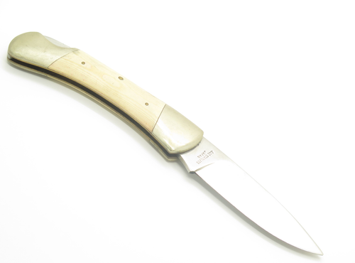 Vintage 1980s Explorer 11-390 Imai Seki Japan White 4.37" Lockback Micarta Knife