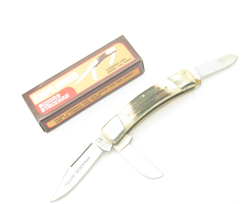 Vtg 80s 11-389 Explorer Imai Seki Japan 3.75" Stag Folding Squire Stockman Knife