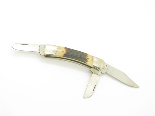 Vtg 80s 11-389 Explorer Imai Seki Japan 3.75" Stag Folding Squire Stockman Knife