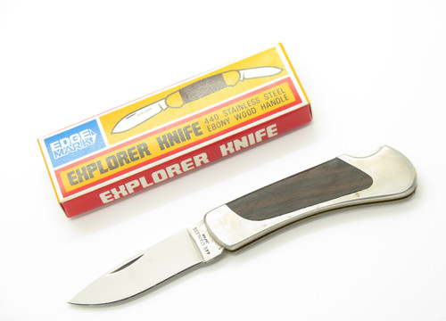 Vintage 80s Explorer Imai Seki Japan 3.12" Folding Wood Stainless Lockback Knife