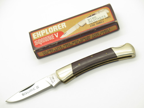 Vintage 1980s 11-383 Explorer Seizo Imai Seki Japan Lockback 3.37" Micarta Knife
