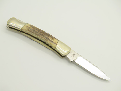 Vintage 1980s 11-385 Explorer Seizo Imai Seki Japan Stag Lockback 3.5" Knife