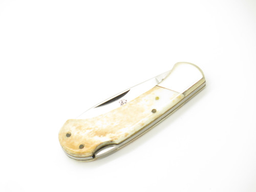 1980s Vintage Frost Cutlery Dog Seizo Imai Seki Japan Bone 2.87" Lockback Knife