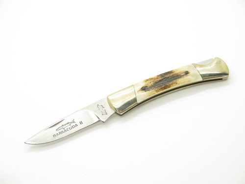 Vintage 80s Frost Cutlery Seizo Imai Seki Japan 3.5" Folding Stag Lockback Knife