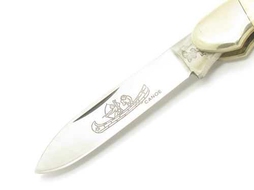 Vtg 1980s Frost Seizo Imai Seki Japan Stag Second Cut 3.62" Folding Canoe Knife