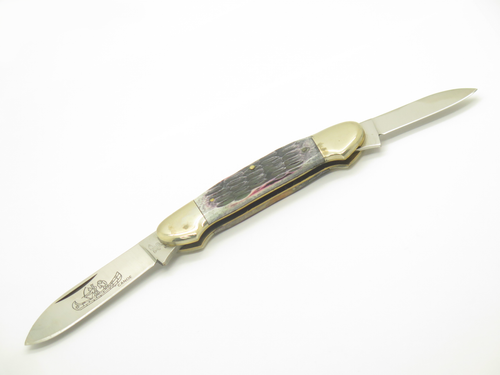 Vintage 1980s Frost Seizo Imai Seki Japan Canoe Folding Jigged Bone 3.62" Knife