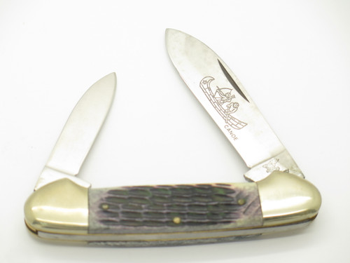 Vintage 1980s Frost Seizo Imai Seki Japan Canoe 3.62" Jigged Bone Folding Knife