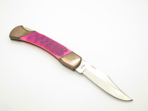 Vintage 1980s Frost Seizo Imai Seki Japan 5" Pink Folding Hunter Lockback Knife
