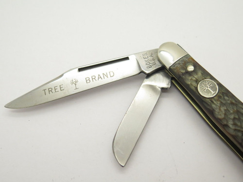 Vtg 1970s Boker USA Tree Brand 8588 3 Blade Stockman Folding Pocket Knife