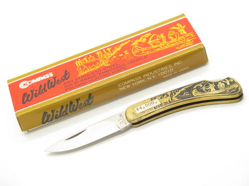 Vintage 1970s Compass Industries Seizo Imai Seki Japan 3" Lockback Brass Knife