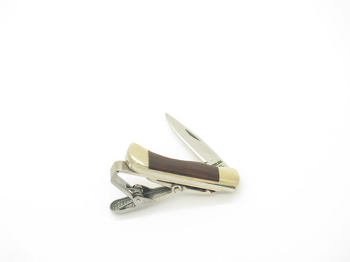 Vtg '80s Parker Seki Japan Tie Bar Clip Miniature Wood Folding Pocket Knife