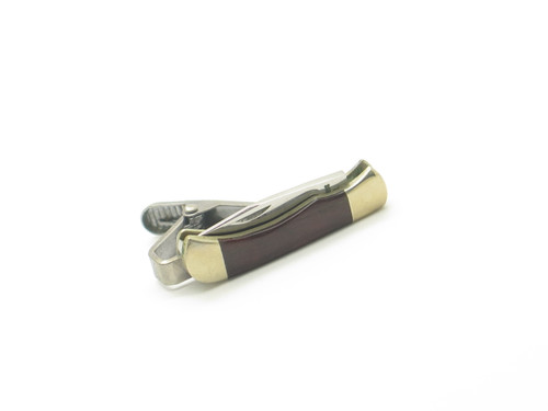 Vtg '80s Parker Seki Japan Tie Bar Clip Miniature Wood Folding Pocket Knife